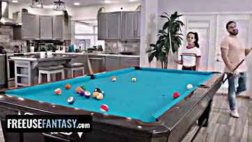 Freya gets brutally fucked on a pool table