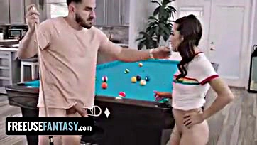 Freya gets brutally fucked on a pool table