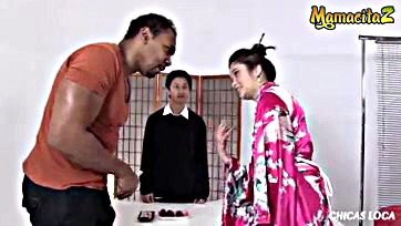 Miyuki sucks and fucks a massive black cock