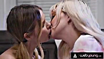 Lesbian besties engage in hardcore fingering and scissoring