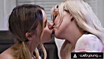 Lesbian besties engage in hardcore fingering and scissoring