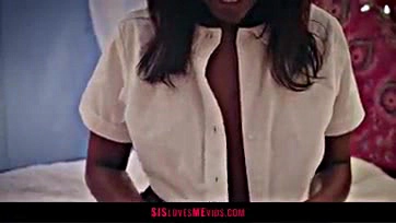 Avery gets drilled by stepbrother's massive black cock