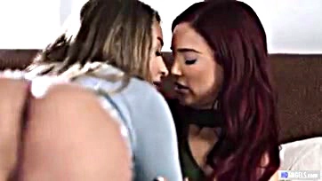 Kylie and Lily intensely lick each other's vaginas