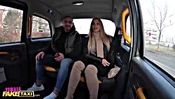 Girlfriend joins fake taxi driver for raunchy three-way