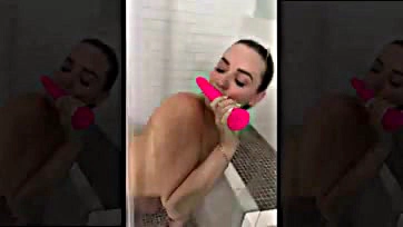 Stepsis records herself showering for solo jerk-off pleasure