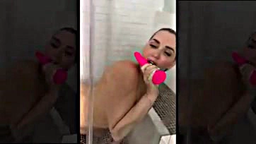 Stepsis records herself showering for solo jerk-off pleasure