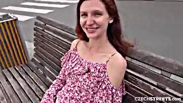 Russian woman publicly orgasms with hairy pubic area