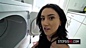 Teen sis Mandy gets doggy-style banged during laundry