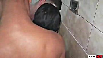 Danny's hot, gets busy in bathroom orgy