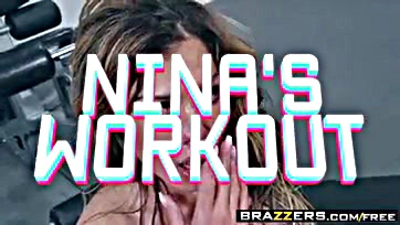 Nina's sweaty butt gets pounded in intense workout scene