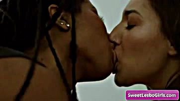 Lesbian friends engage in explicit interracial lesbian sex