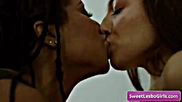 Lesbian friends engage in explicit interracial lesbian sex