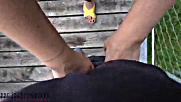 Wife's public booty gets fresh air, cum, and nasty sex