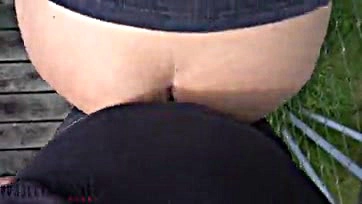 Wife's public booty gets fresh air, cum, and nasty sex