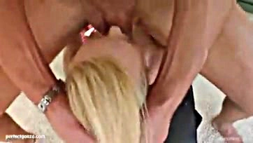 Angelina W gets blown and cummed on by multiple guys