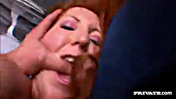 Redhead gets spanked, fucked, and facialed