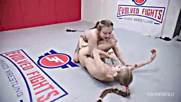 Women wrestle, then rough sex with a demon