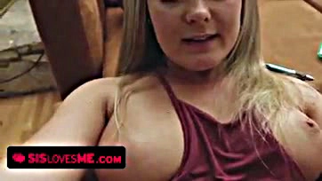 Sis gets screwed by stepbro after caught masturbating