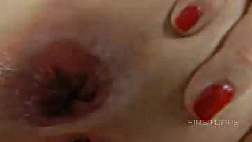 Deepthroat sex and anal play with a large dildo