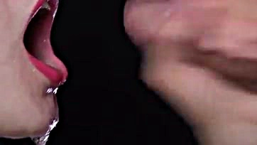 Blowjob ends with massive cum shot in mouth