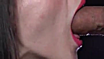 Blowjob ends with massive cum shot in mouth