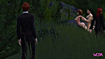 Ginny, Hermione, and Viktor engage in a threesome