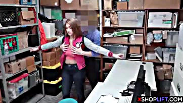 Teen's curvy ass gets brutally ravaged by security