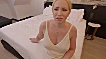 Famous blonde pornstar whines about noisy hotel neighbor