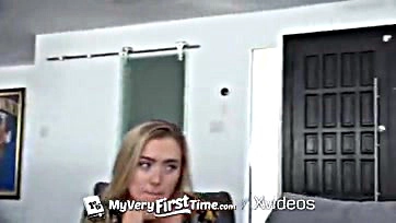 Sister's first-time camera sex with blonde step-sibling