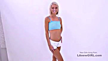 Blonde model auditions with explicit oral and vaginal sex