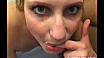 Girlfriend gets blown, banged, and facialed by multiple guys