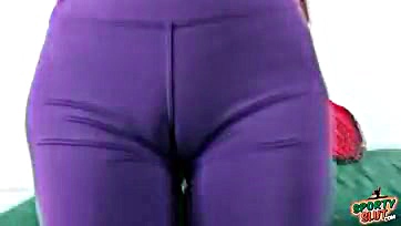 Big, round booty and large breasts wear tight spandex