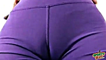 Big, round booty and large breasts wear tight spandex