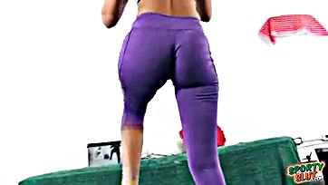 Big, round booty and large breasts wear tight spandex