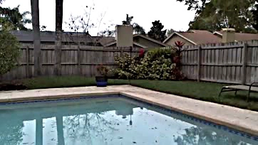 Naked teen skates, flaunts ass around pool