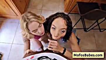 Teen girls share BBC, suck dick POV style