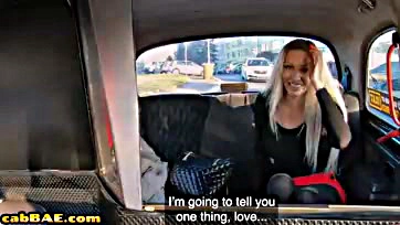 Lesbian cab ride gets hot with a horny client