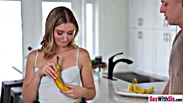 Stepbro's massive banana satisfies Emma's horny desires