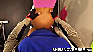 Public gym anal sex with massive ebony tits