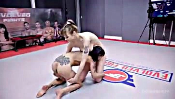 Rebecca Vanguard wrestles Saya Song, eating pussy