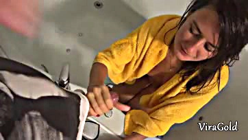 Camilla Moon gets brutally fucked in bathroom, cums hard