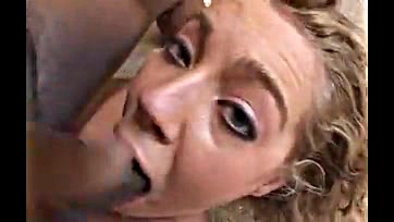 Blonde teen gets brutal gangbang and messy facial