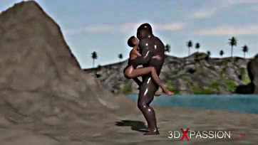 Black woman ravaged by massive cock outdoors