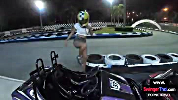 Teen girlfriend's horny sex romp after go-karting