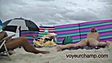 MILF voyeur POV features explicit nude beach scenes