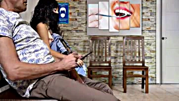 Dentist's waiting room gets a naughty hand job