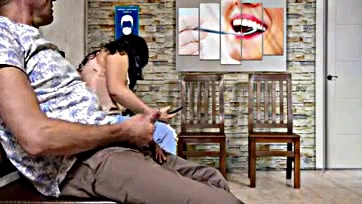 Dentist's waiting room gets a naughty hand job