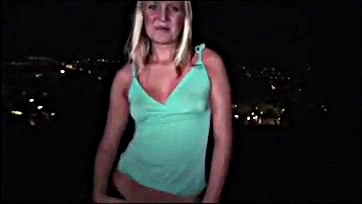 Blonde joins public group sex, gets pounded hard