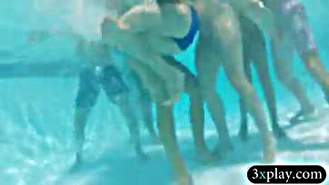 Swingers engage in explicit oral sex by the pool