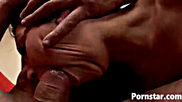 Emmy's pierced clit gets doggy-style ass-fucked